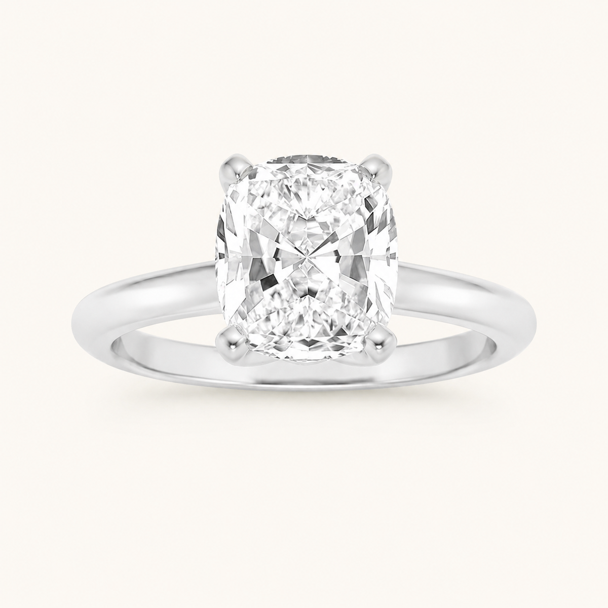 3CT Elongated Cushion Cut Lab Grown Diamond Solitaire Ring