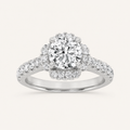 1.5 CT Round Cut Lab Grown Diamond Halo Side Stone Ring