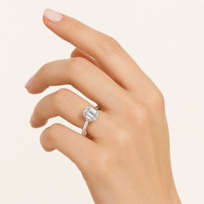 1CT Emerald Cut Lab Grown Diamond Solitaire Ring