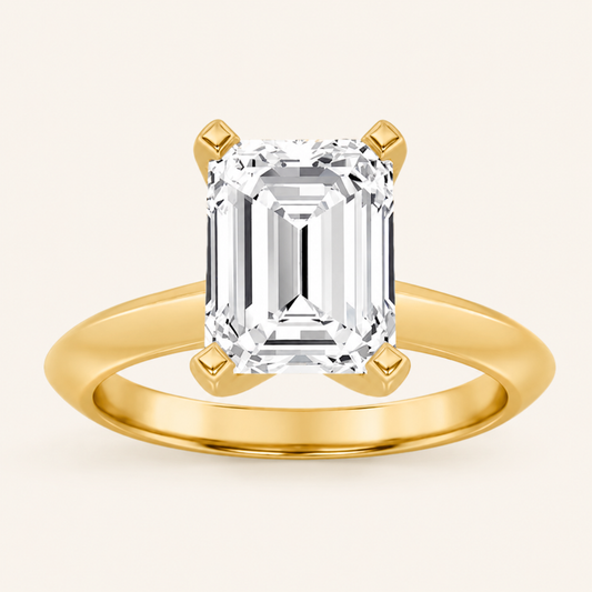 3CT Emerald Cut Lab Grown Diamond Solitaire Ring