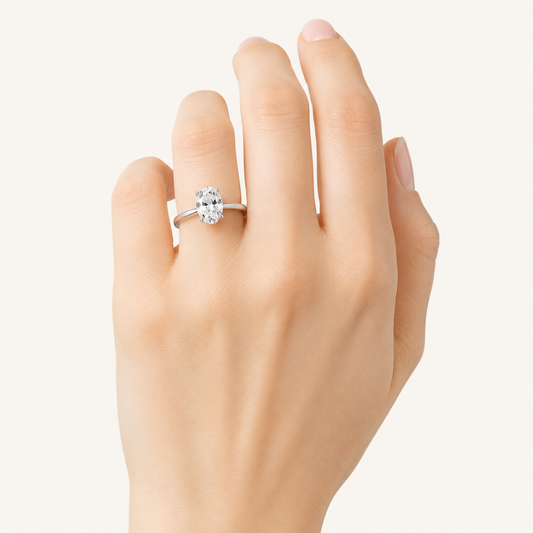 2CT Oval Cut Lab Grown Diamond Solitaire Ring