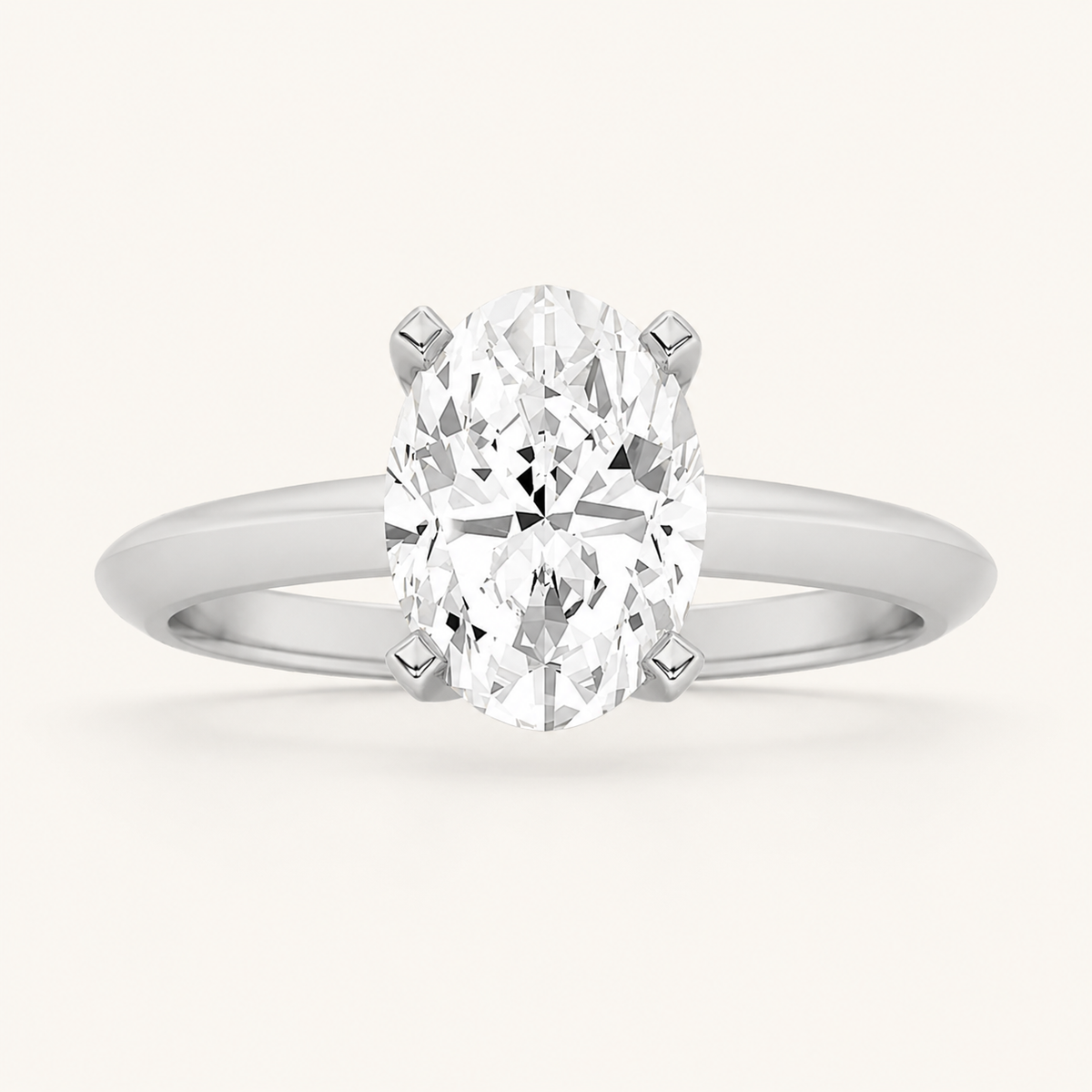 2CT Oval Cut Lab Grown Diamond Solitaire Ring