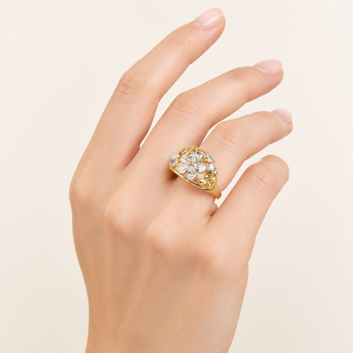 2.5CT Pear Cut Lab Grown Diamond Cluster Ring