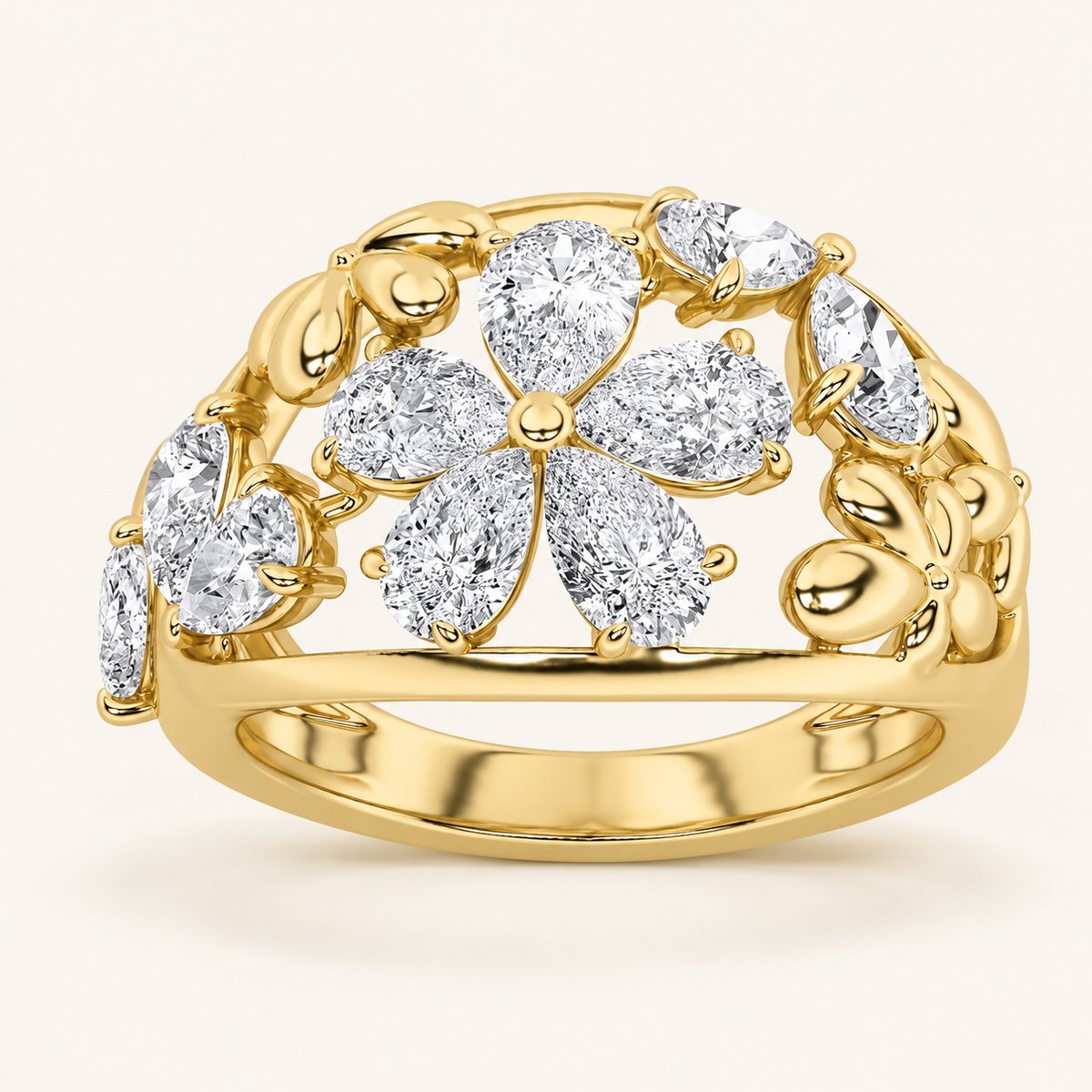 2.5CT Pear Cut Lab Grown Diamond Cluster Ring