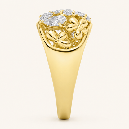 2.5CT Pear Cut Lab Grown Diamond Cluster Ring