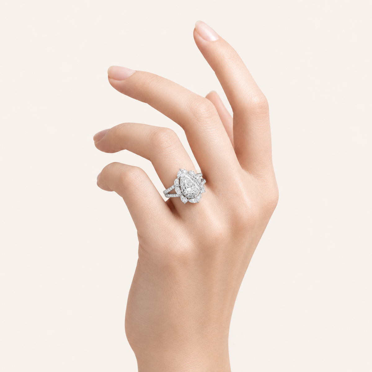 3.75CT Oval Cut Lab Grown Diamond Cluster Ring