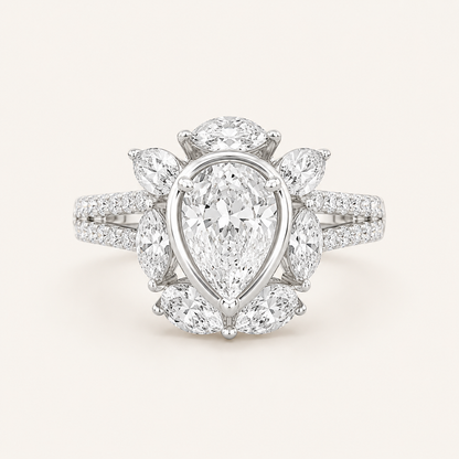 3.75CT Oval Cut Lab Grown Diamond Cluster Ring