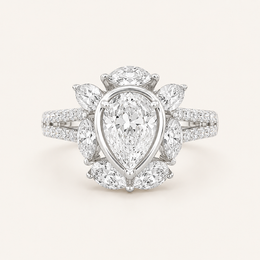 3.75CT Oval Cut Lab Grown Diamond Cluster Ring