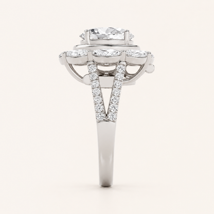 3.75CT Oval Cut Lab Grown Diamond Cluster Ring