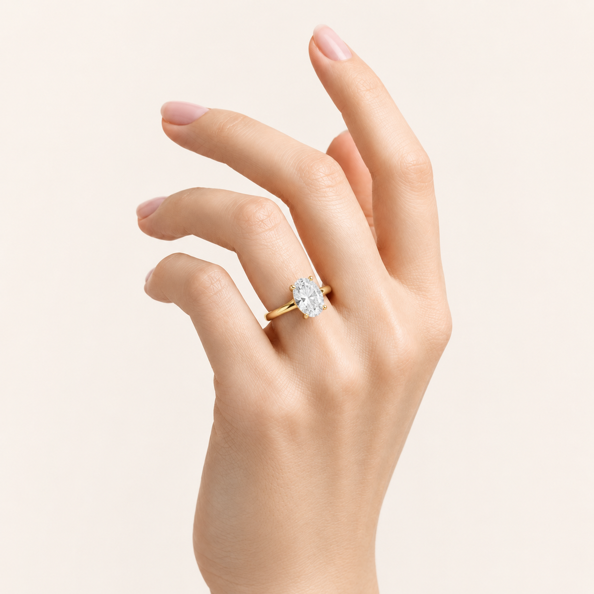 3CT Oval Cut Lab Grown Diamond Solitaire Ring