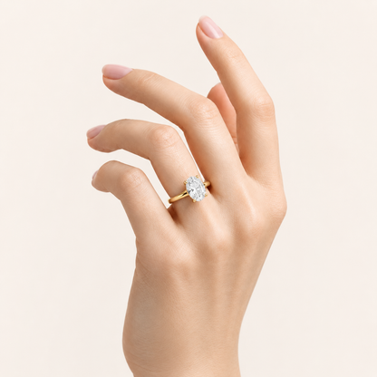 3CT Oval Cut Lab Grown Diamond Solitaire Ring