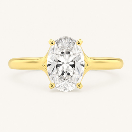 3CT Oval Cut Lab Grown Diamond Solitaire Ring