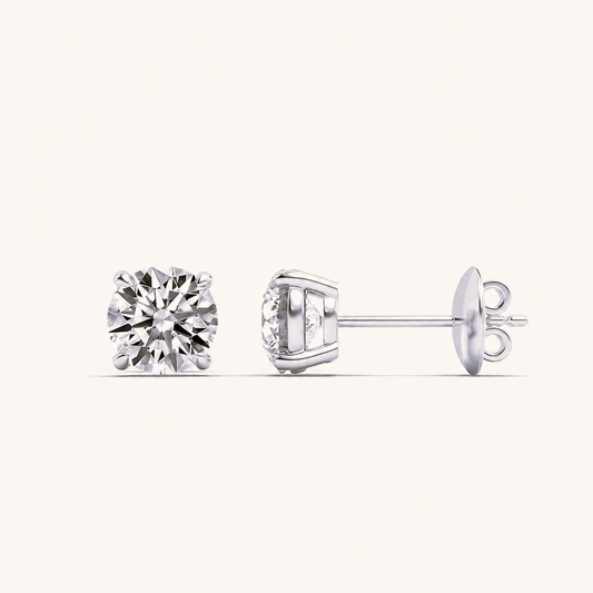 8CT Round Cut Lab Grown Diamond Stud Earrings