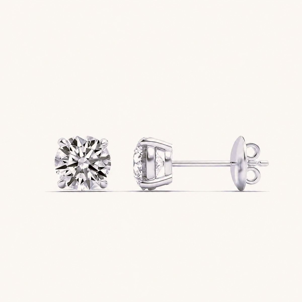 5CT Round Cut Lab Grown Diamond Stud Earrings