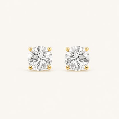 5CT Round Cut Lab Grown Diamond Stud Earrings