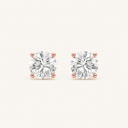 5CT Round Cut Lab Grown Diamond Stud Earrings