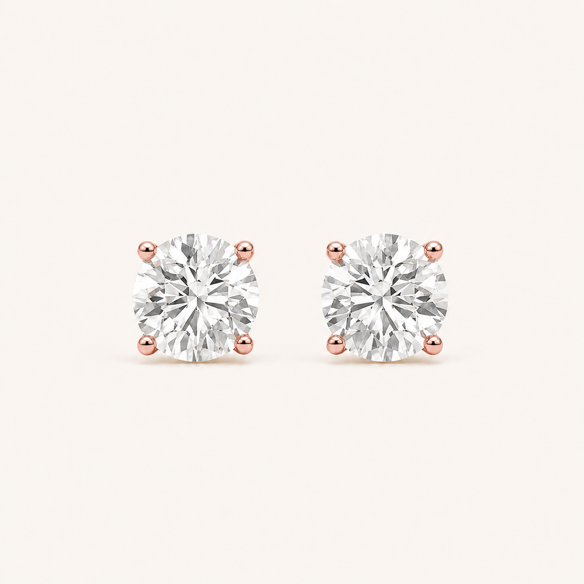 9CT Round Cut Lab Grown Diamond Stud Earrings