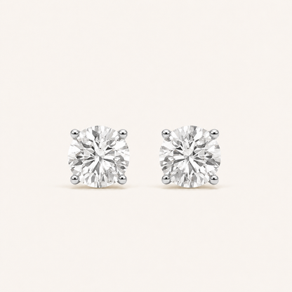 10CT Round Cut Lab Grown Diamond 4 Prong Stud Earring