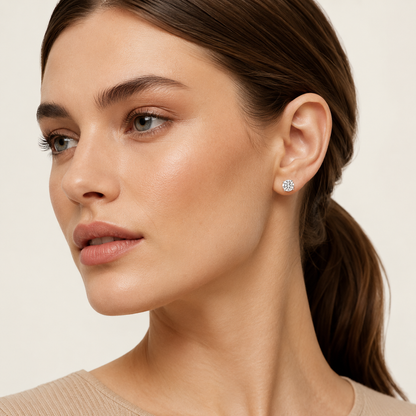 8CT Round Cut Lab Grown Diamond Stud Earrings