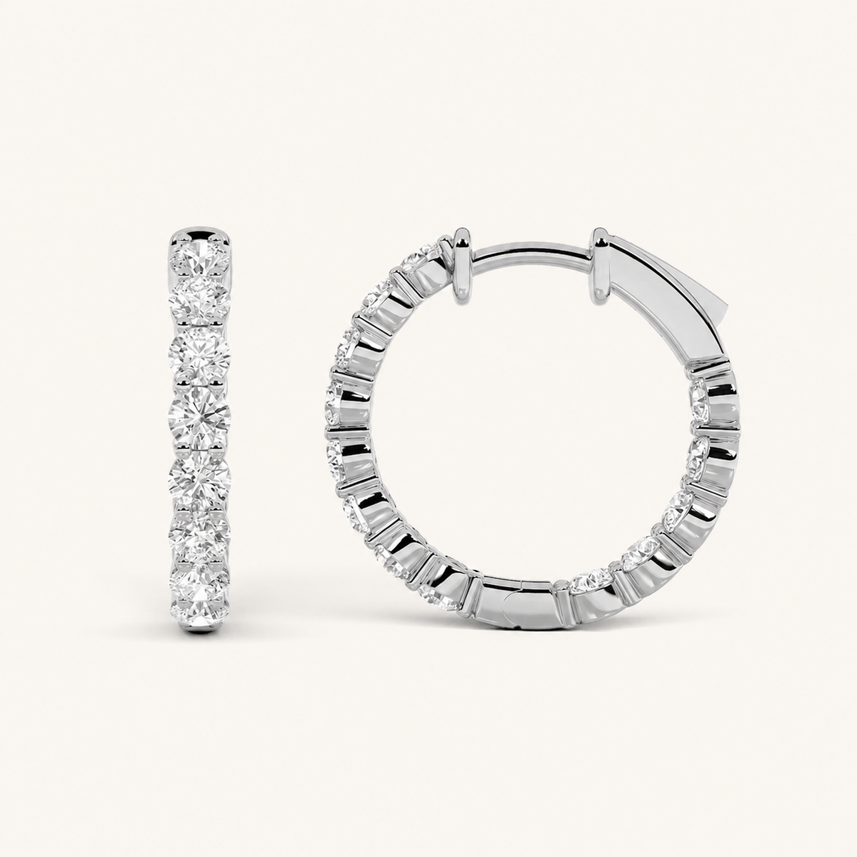 4CT Round Cut Lab Grown Diamond InsideOut Hoop Earrings