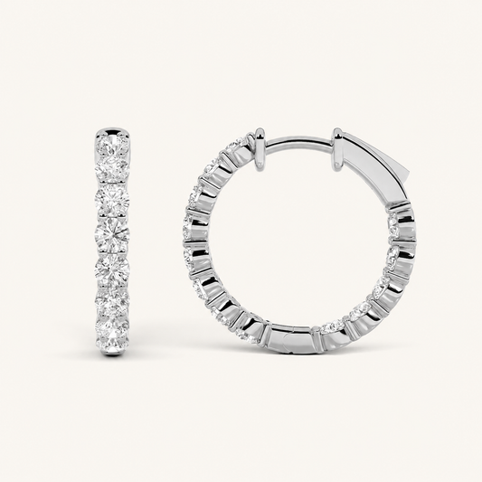4CT Round Cut Lab Grown Diamond InsideOut Hoop Earrings