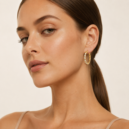 4CT Round Cut Lab Grown Diamond InsideOut Hoop Earrings