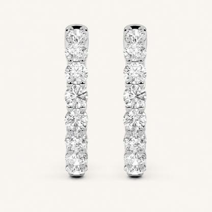 3CT Round Cut Lab Grown Diamond InsideOut Hoop Earrings