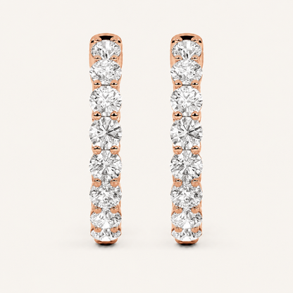 2CT Round Cut Lab Grown Diamond InsideOut Hoop Earrings