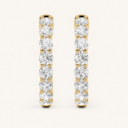 3CT Round Cut Lab Grown Diamond InsideOut Hoop Earrings
