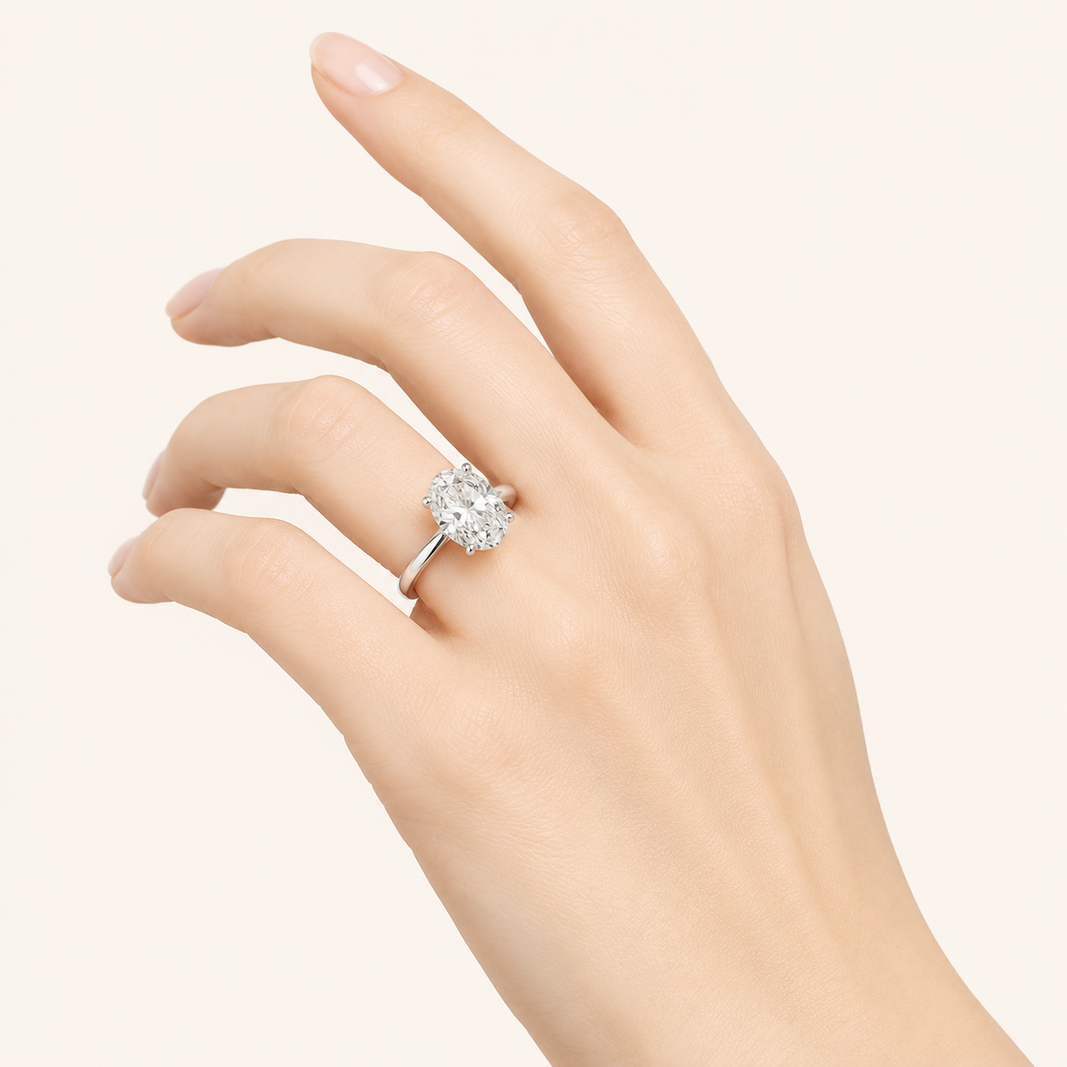1.5CT Oval Cut Lab Grown Diamond Solitaire Ring