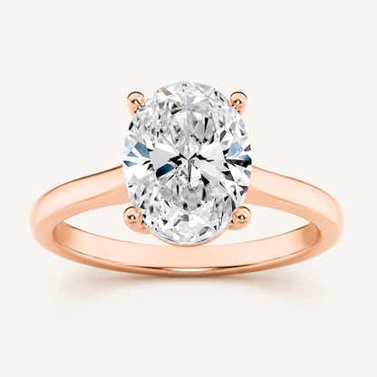 1CT Oval Cut Lab Grown Diamond Plain Cathedral Trellis Shank Solitaire Engagement Ring