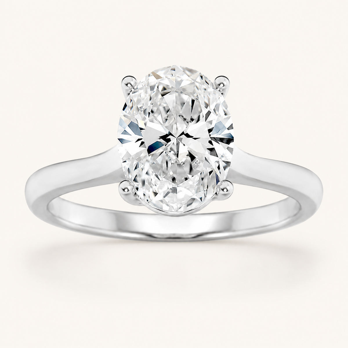 2CT Oval Cut Lab Grown Diamond Solitaire Ring