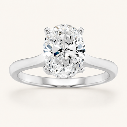 2CT Oval Cut Lab Grown Diamond Solitaire Ring