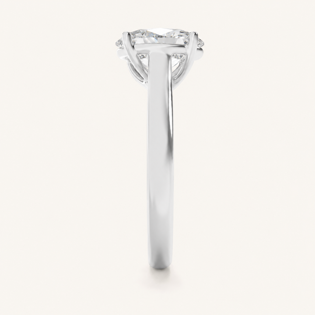 1CT Oval Cut Lab Grown Diamond Plain Cathedral Trellis Shank Solitaire Engagement Ring