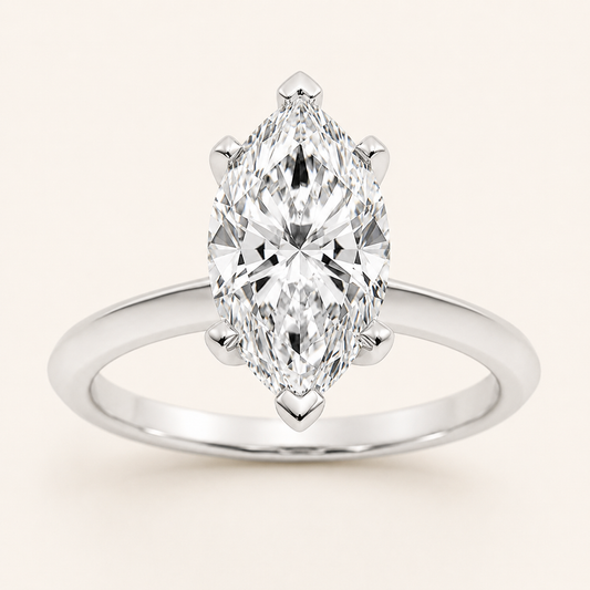 2CT Marquise Cut Lab Grown Diamond Solitaire Ring