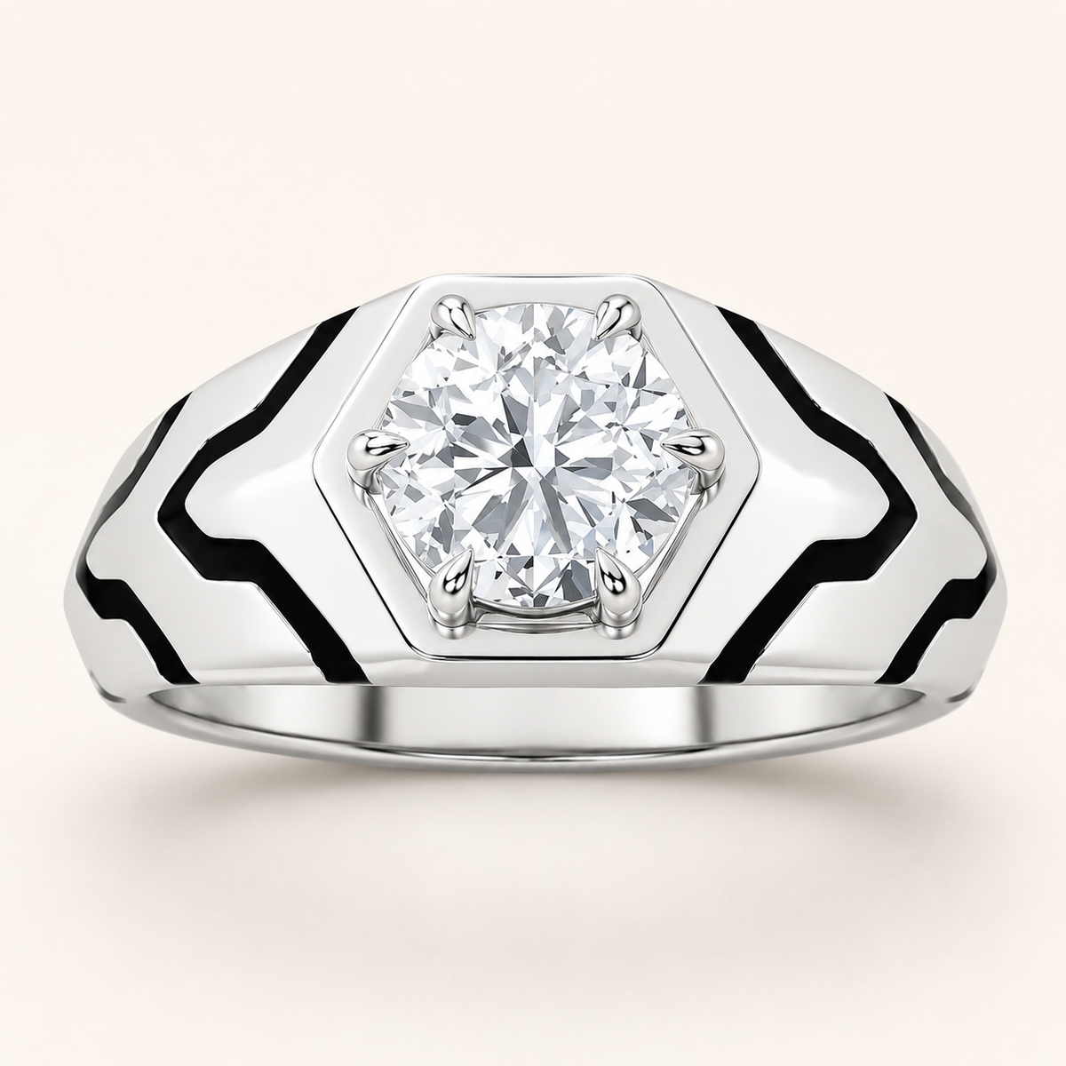 1.5CT Round Cut Lab Grown Diamond Solitaire Men's Ring