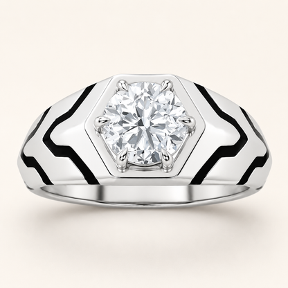 1.5CT Round Cut Lab Grown Diamond Solitaire Men's Ring