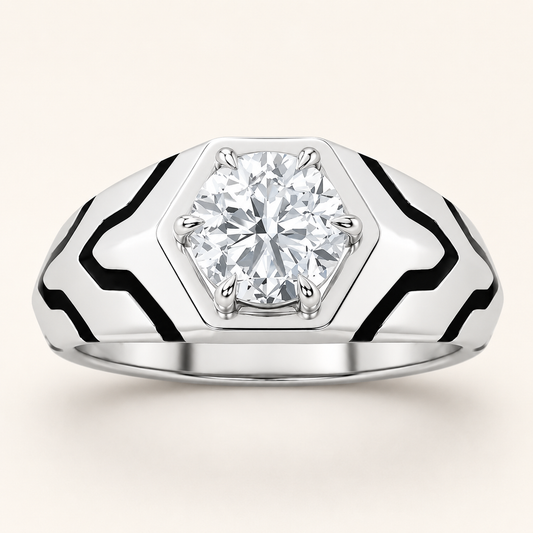 1.5CT Round Cut Lab Grown Diamond Solitaire Men's Ring