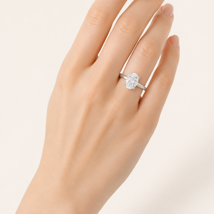 1CT Oval Cut Lab Grown Diamond Solitaire Ring