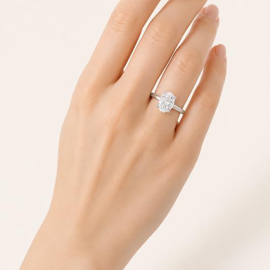 1CT Oval Cut Lab Grown Diamond Solitaire Ring