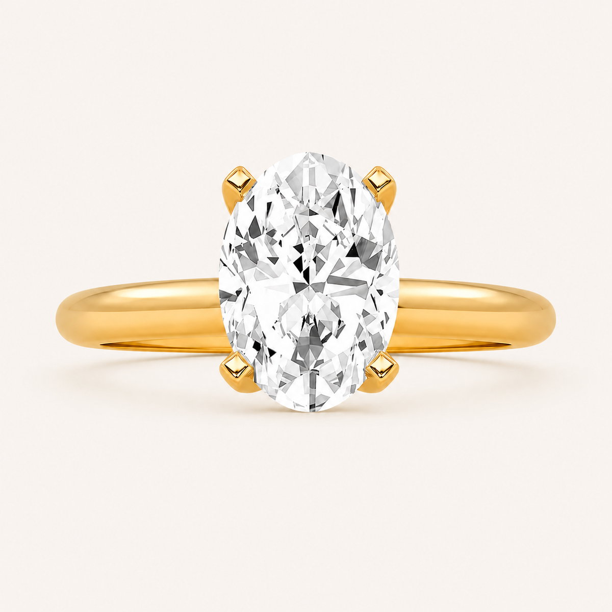 1CT Oval Cut Lab Grown Diamond Solitaire Ring