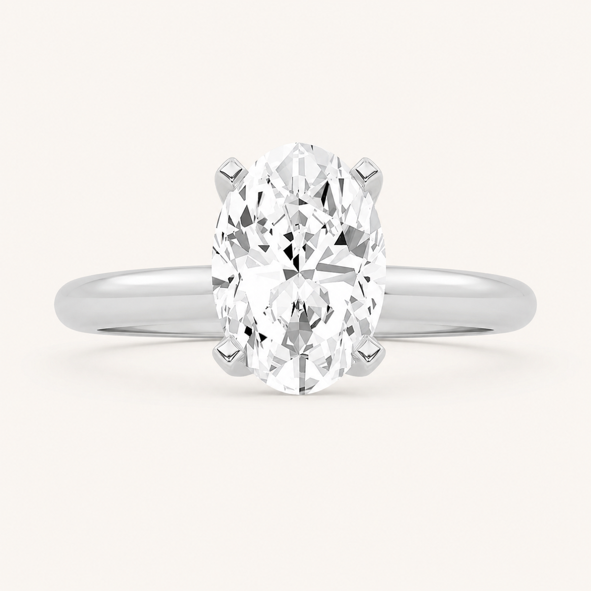 1CT Oval Cut Lab Grown Diamond Solitaire Ring