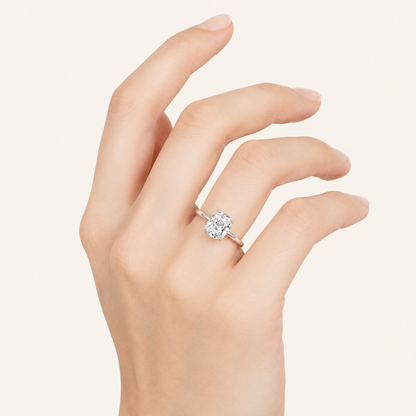 1 CT Elongated Cushion Cut Lab Grown Diamond Solitaire Ring