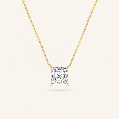 3 Ct Princess Cut Lab Grown Diamond Solitaire Necklace