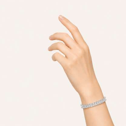 9.25CT Emerald Cut Lab Grown Diamond North South Bracelet