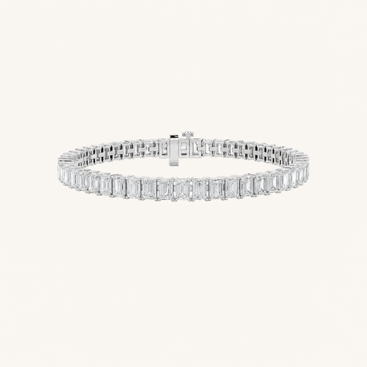 9.25CT Emerald Cut Lab Grown Diamond North South Bracelet