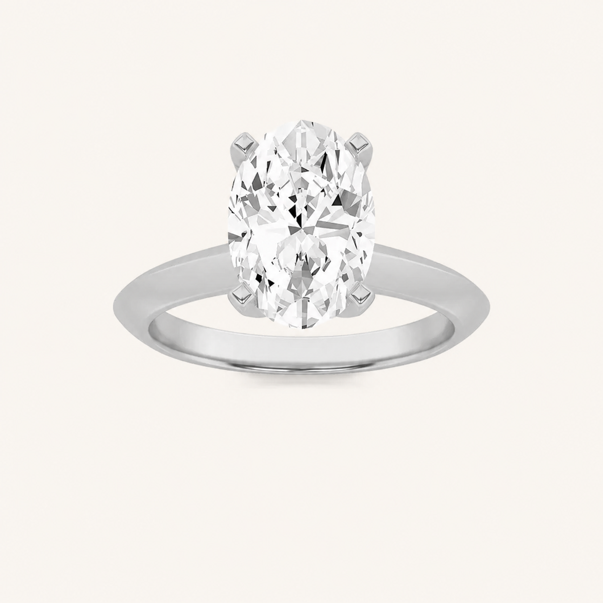 3CT Oval Cut Lab Grown Diamond Solitaire Ring