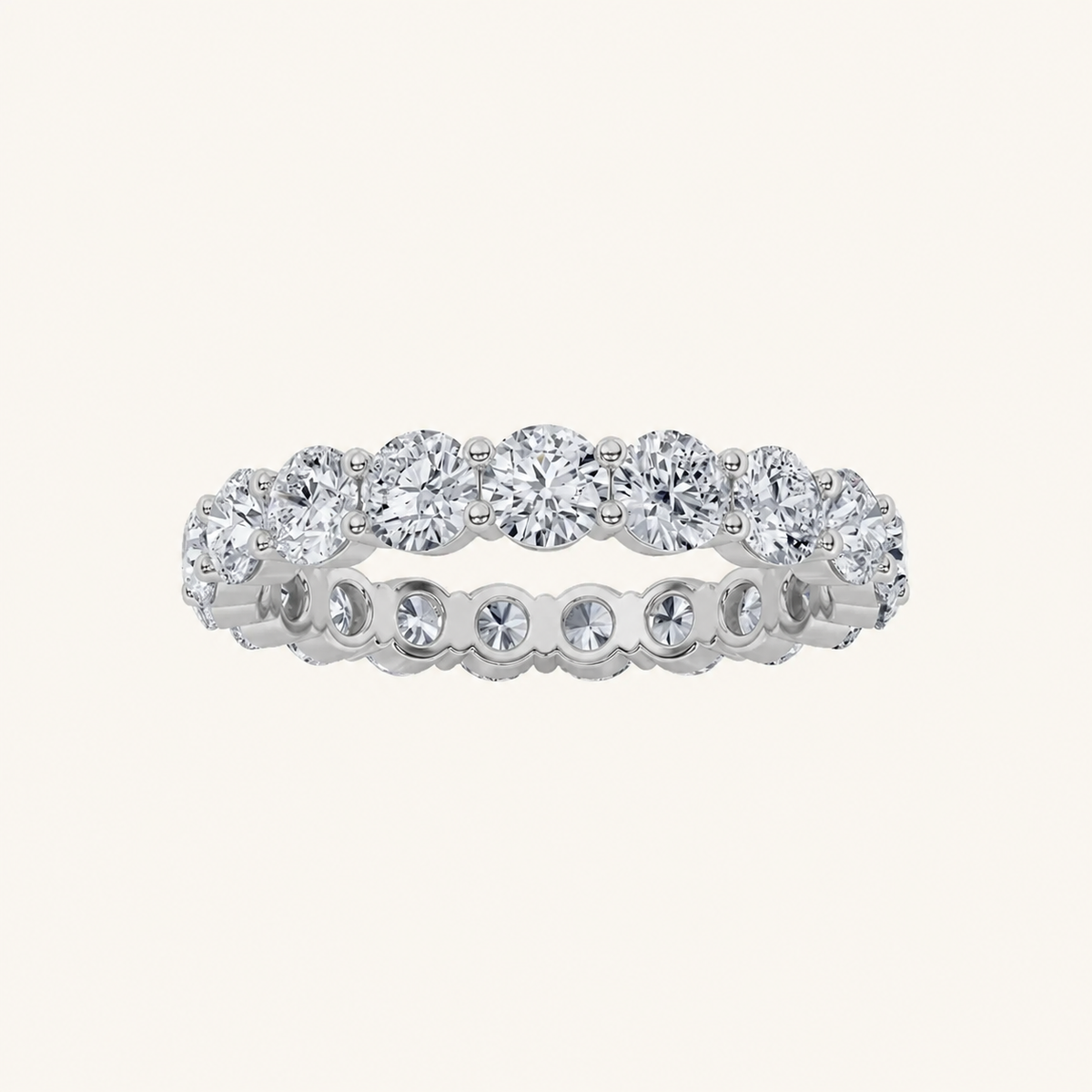 3.75CT Round Cut Lab Grown Diamond Split Prong Eternity Ring