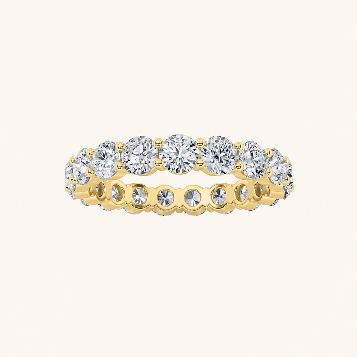 4CT Round Cut Lab Grown Diamond Split Prong Eternity Ring