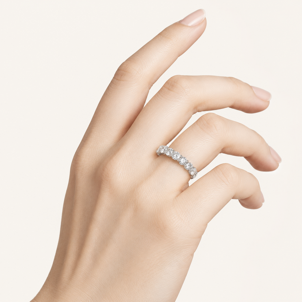 4CT Round Cut Lab Grown Diamond Split Prong Eternity Ring